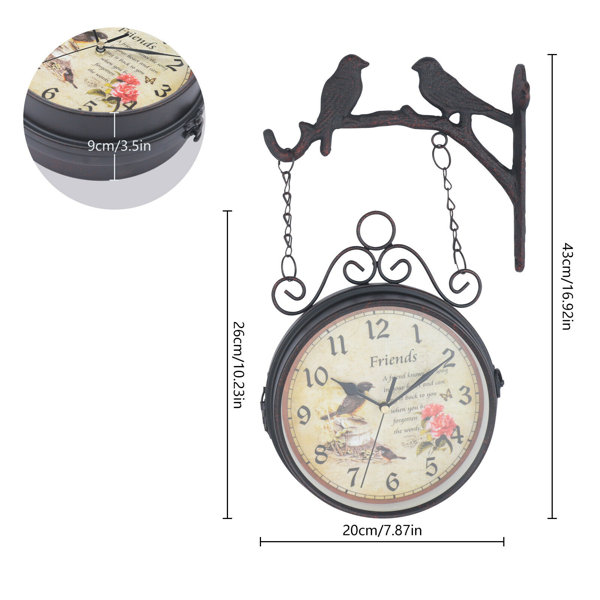 Red Barrel Studio® 16.92"H Retro Hanging Wall Clock Double Sided Home
